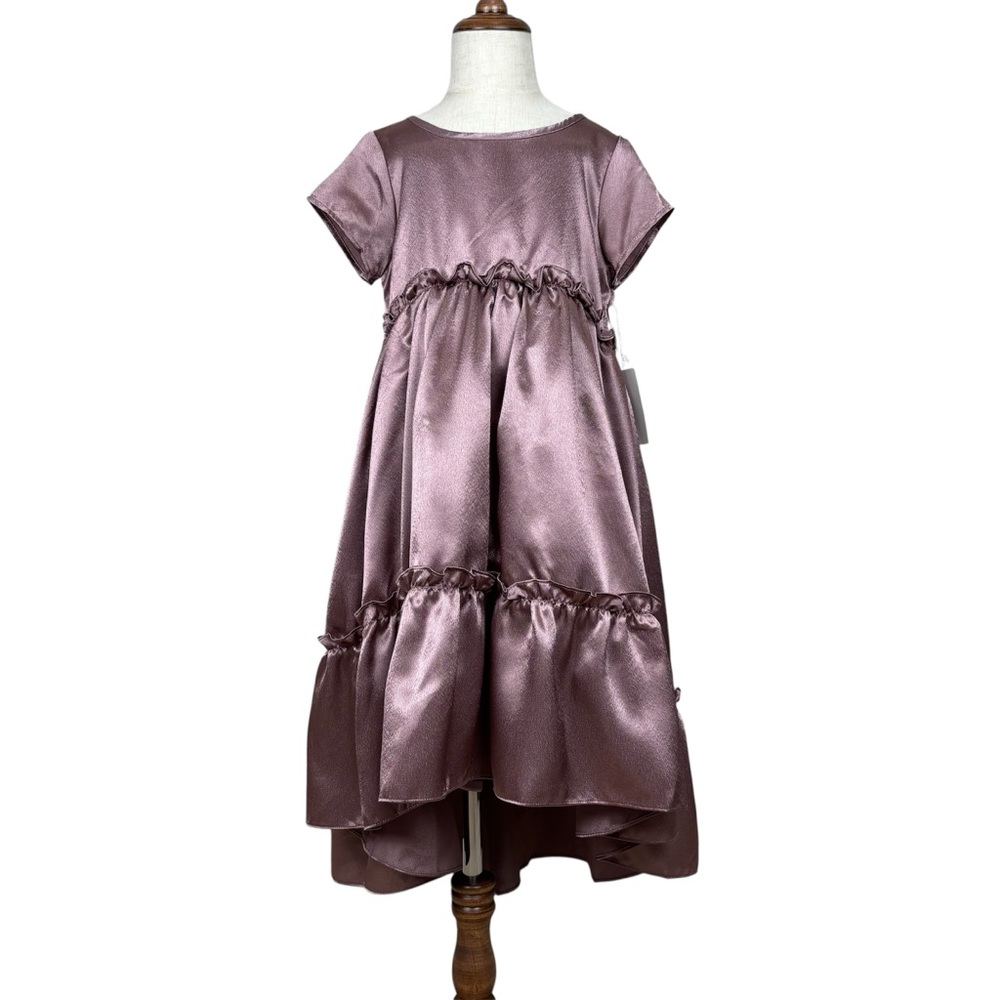 Joyfolie Mia Joy Dress Girls 8‎ Mauve Lorelei Short Sleeve Tiered Lined Shimmer